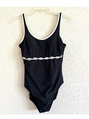 Miraclesuit  Black One-Piece Swimsuit with White Trim